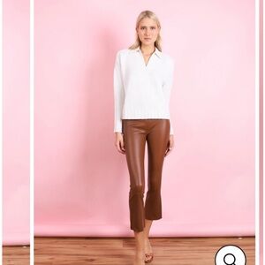 SPRWMN Cropped Leather Leggings Cognac Large EXCELLENT Condition